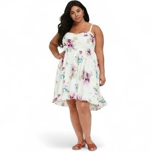 Torrid Mini Challis Floral High-Low Skater Dress
